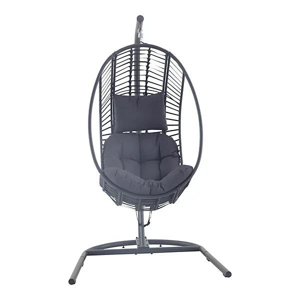 Maeria Dark grey Metal Hanging egg chair