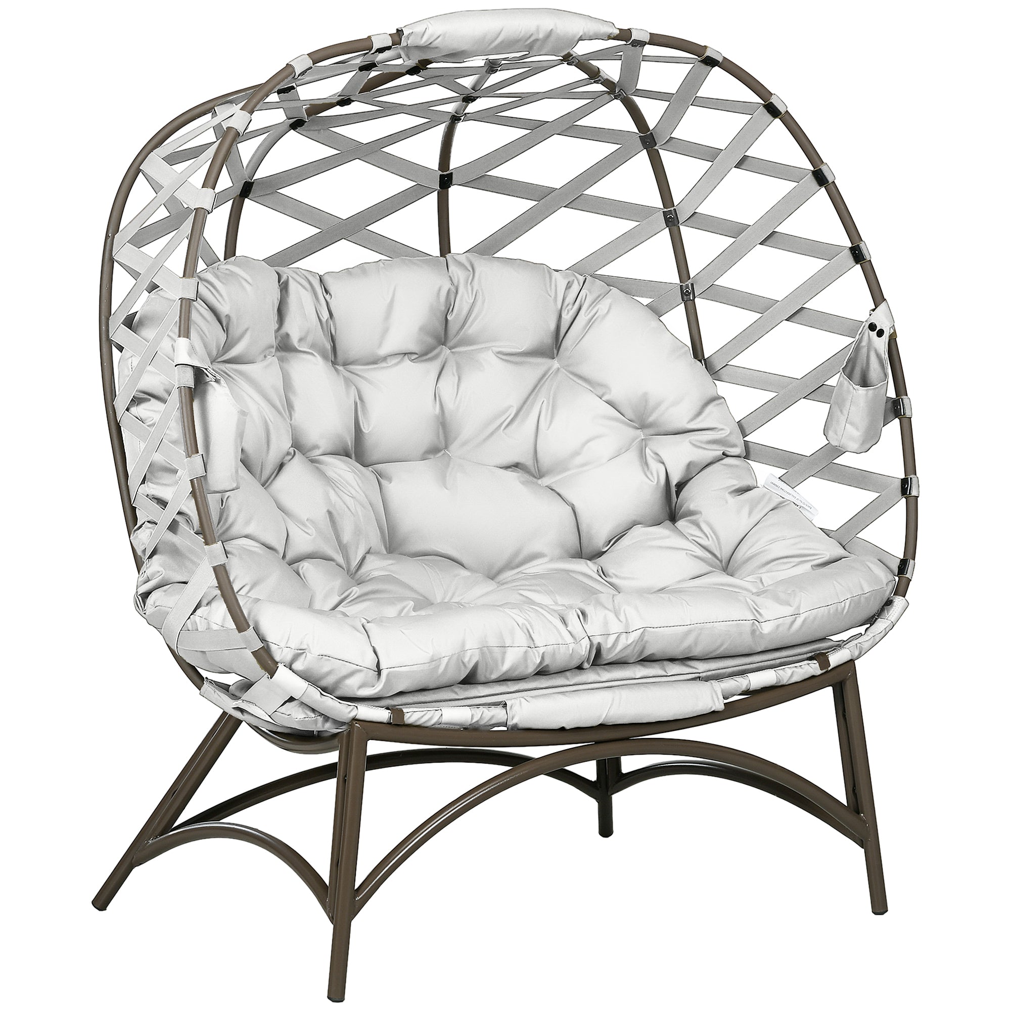 Outsunny 2-seater Woven Egg Chair, Light Grey
