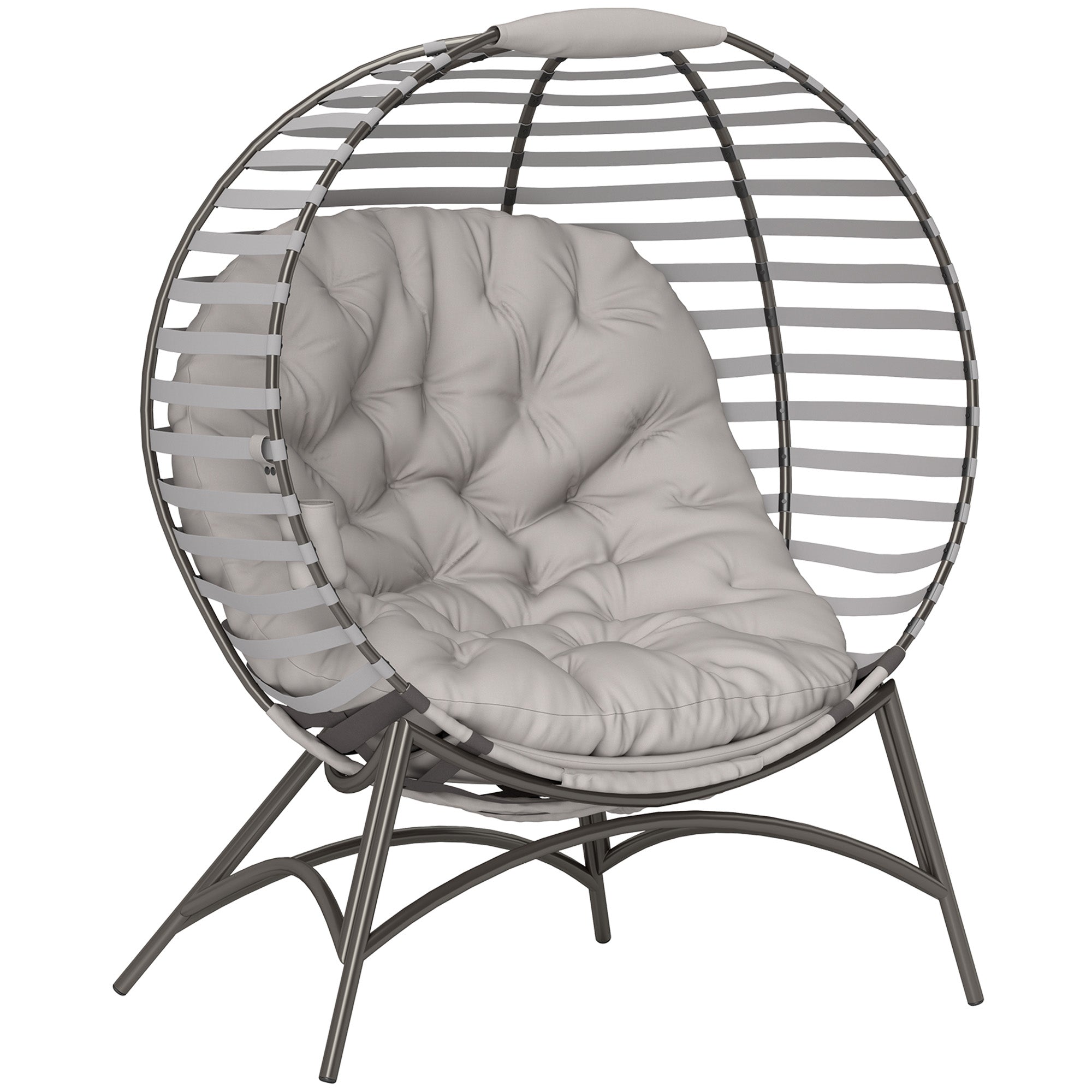 Outsunny Egg Chair W/ Cushion, Light Grey
