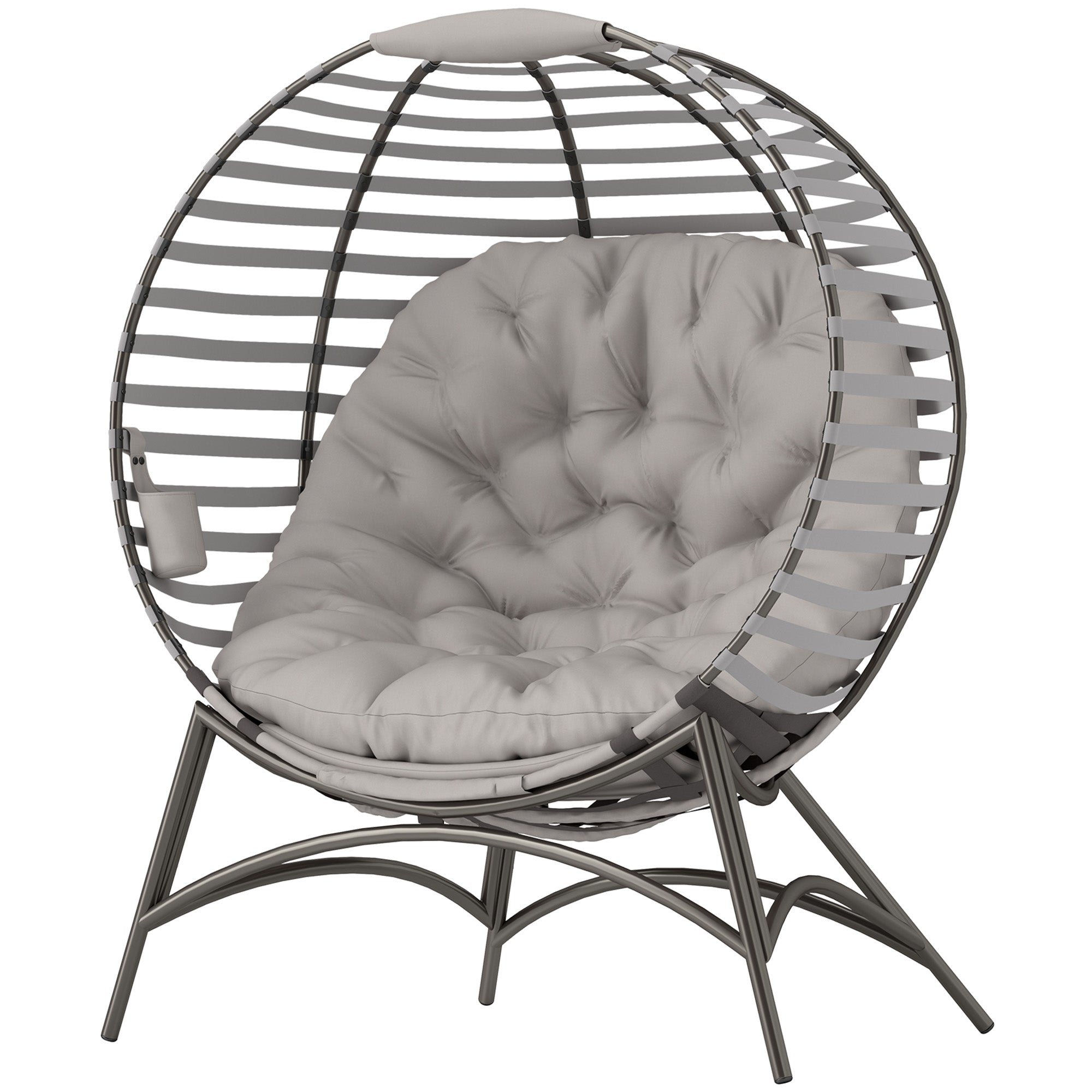 Outsunny Egg Chair W/ Cushion, Light Grey