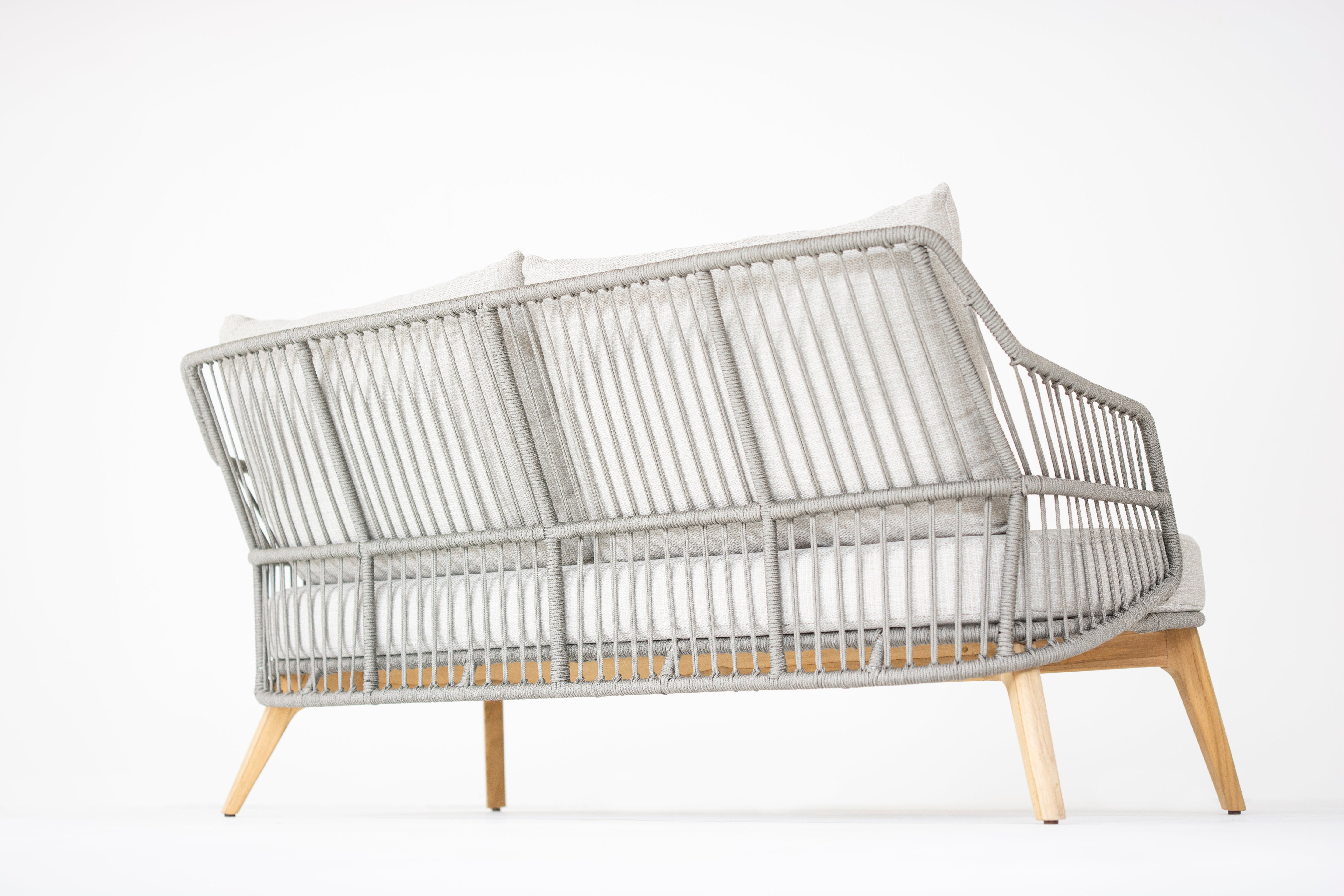 Sempre Living Bench 2.5 Seaters Teak Silver Grey With 3 Cushions