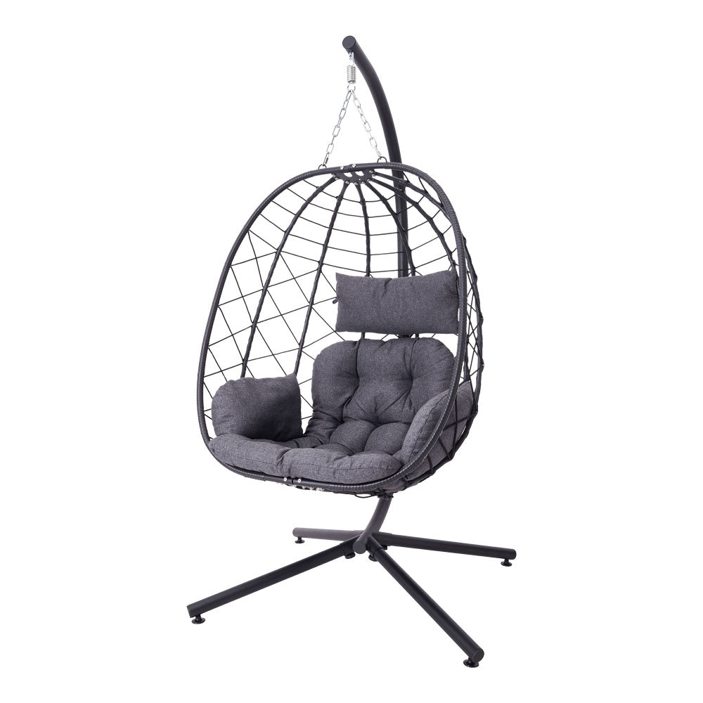 Living and Home Egg-shaped Hanging Chair With Soft Cushion & Headrest