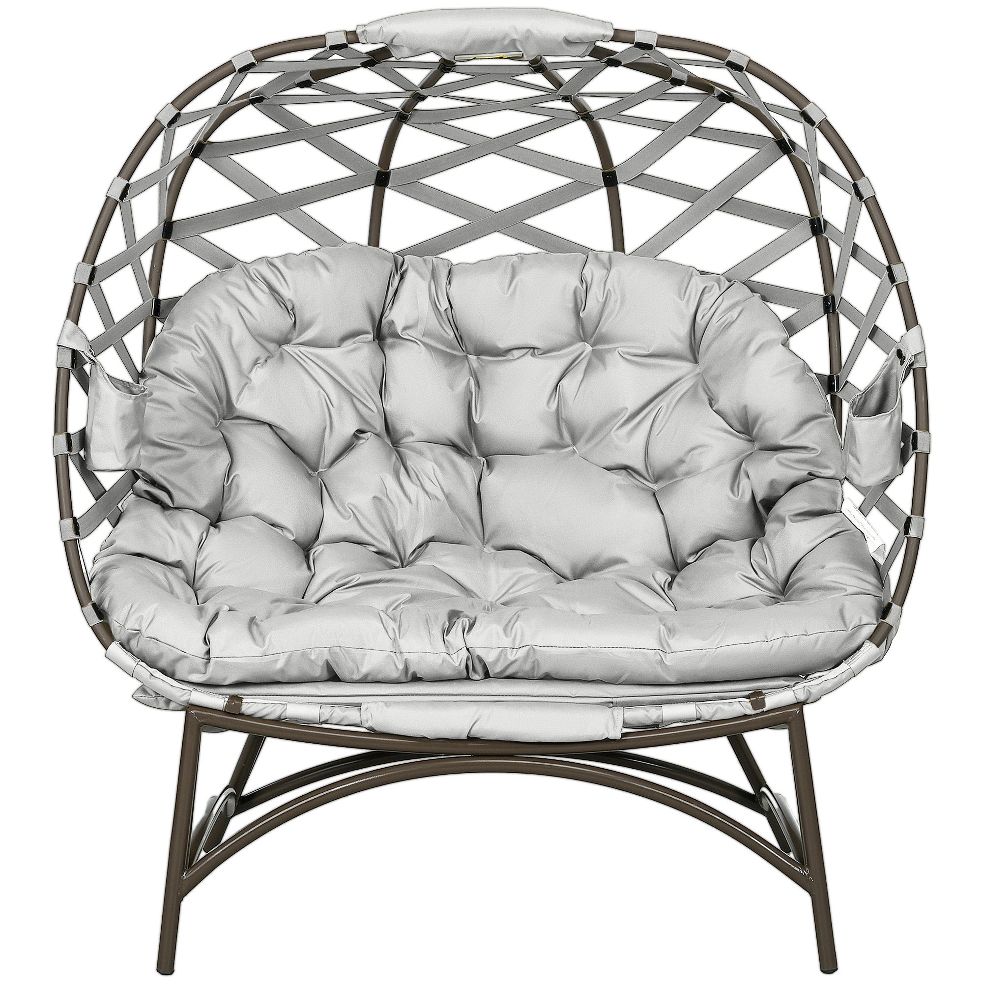 Outsunny 2-seater Woven Egg Chair, Light Grey