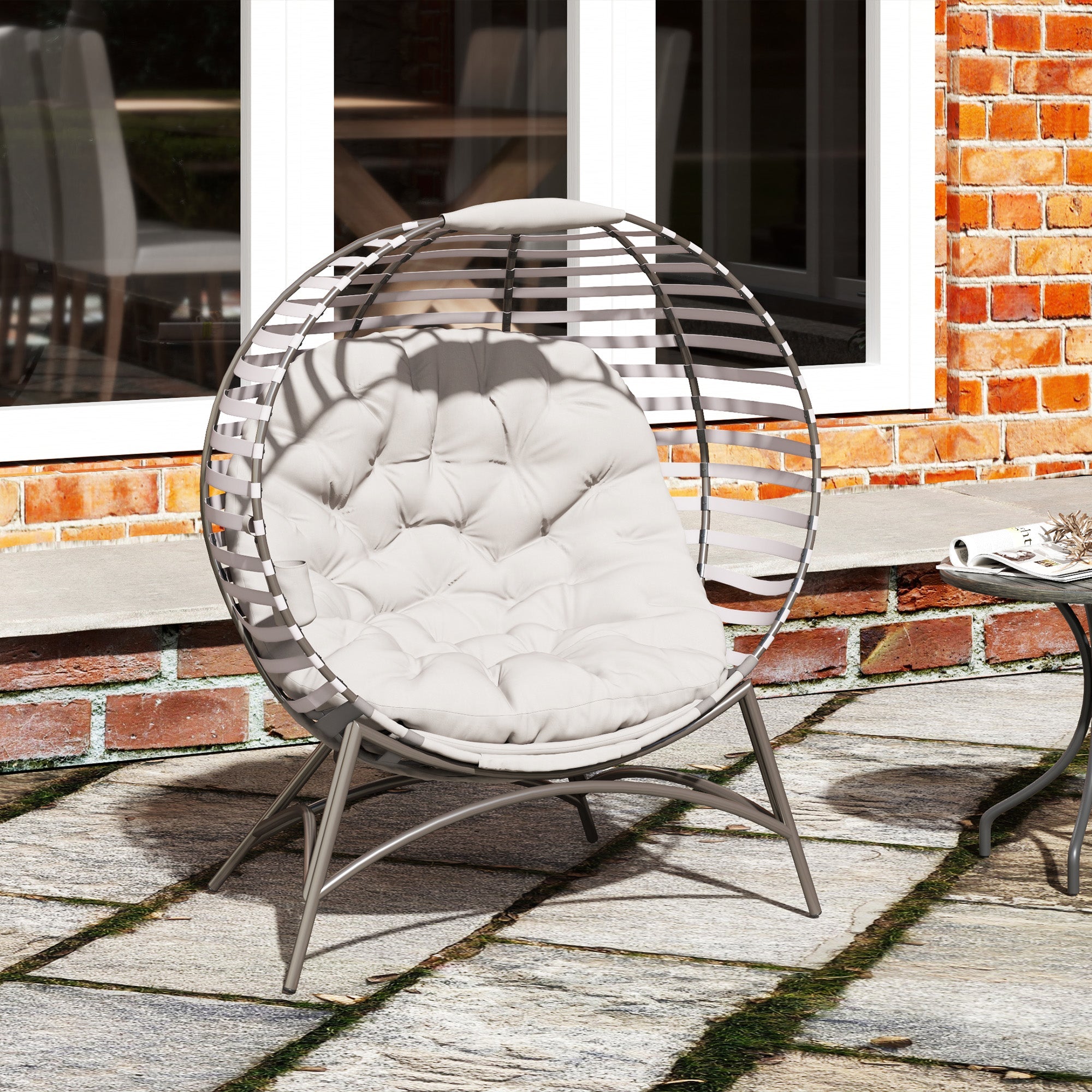 Outsunny Egg Chair W/ Cushion, Light Grey