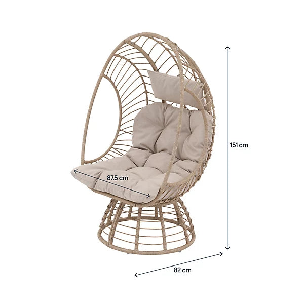 GoodHome Omalos Beige Rattan effect Egg chair